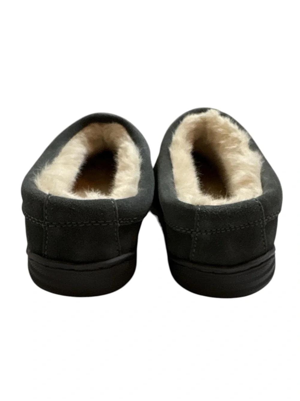 My Slippers by My Pillow Slip On Clogs Suede Leather Faux Fur Dark Gray Size 13